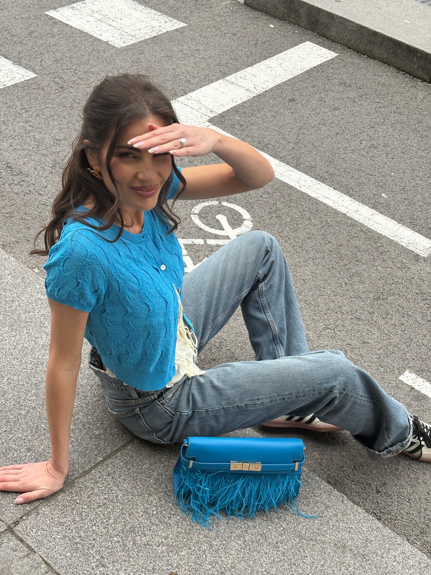 Borsa a tracolla GRACE LONG LE - TURQUOISE