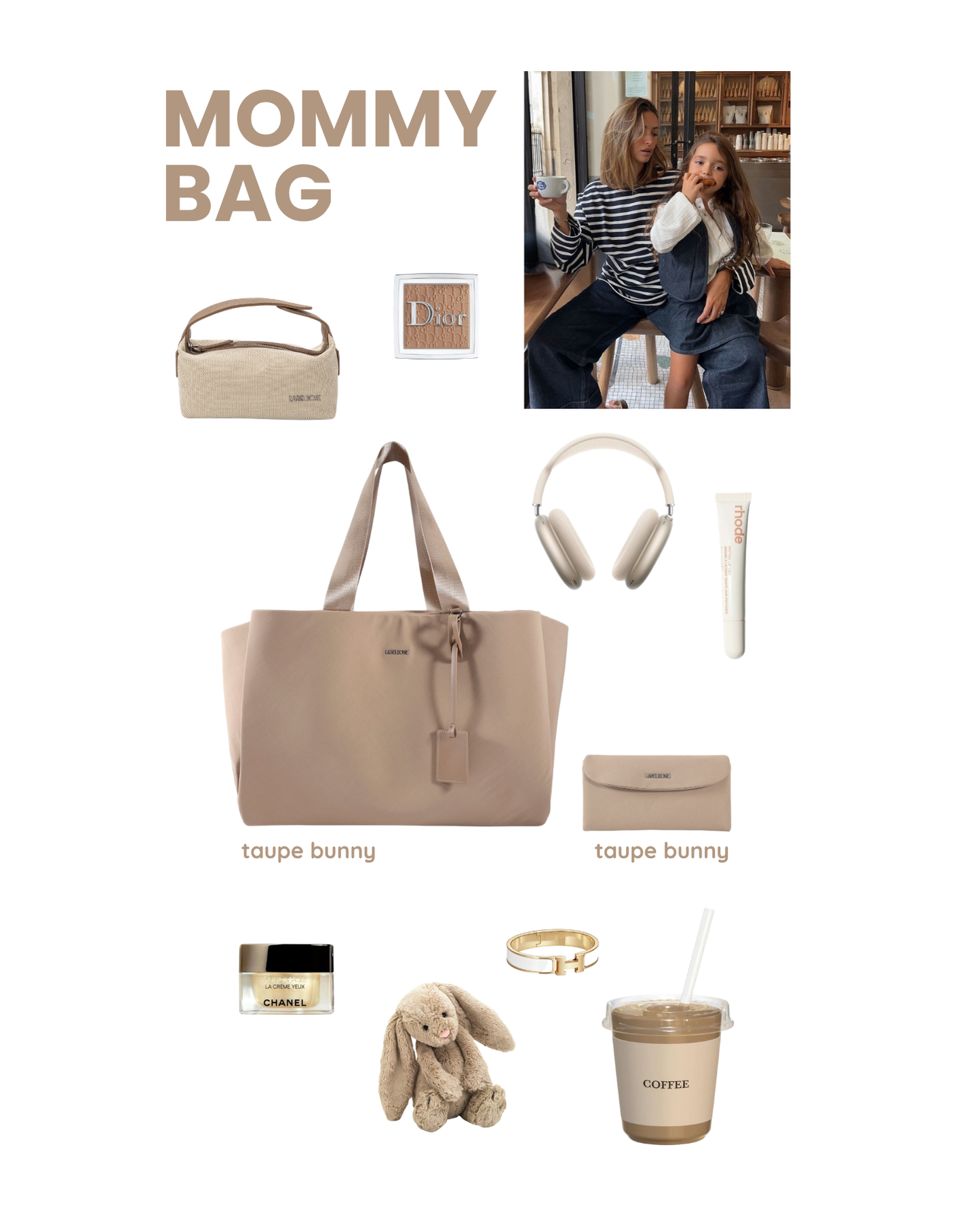 Borsa organizer MOMMY BAG - TAUPE BUNNY