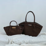Bolso de mano BRIELLE SMALL EFECTO ANTE - MARRÓN OSCURO