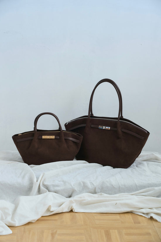 Borsa a mano BRIELLE SMALL SIMILSUEDE - DARK BROWN