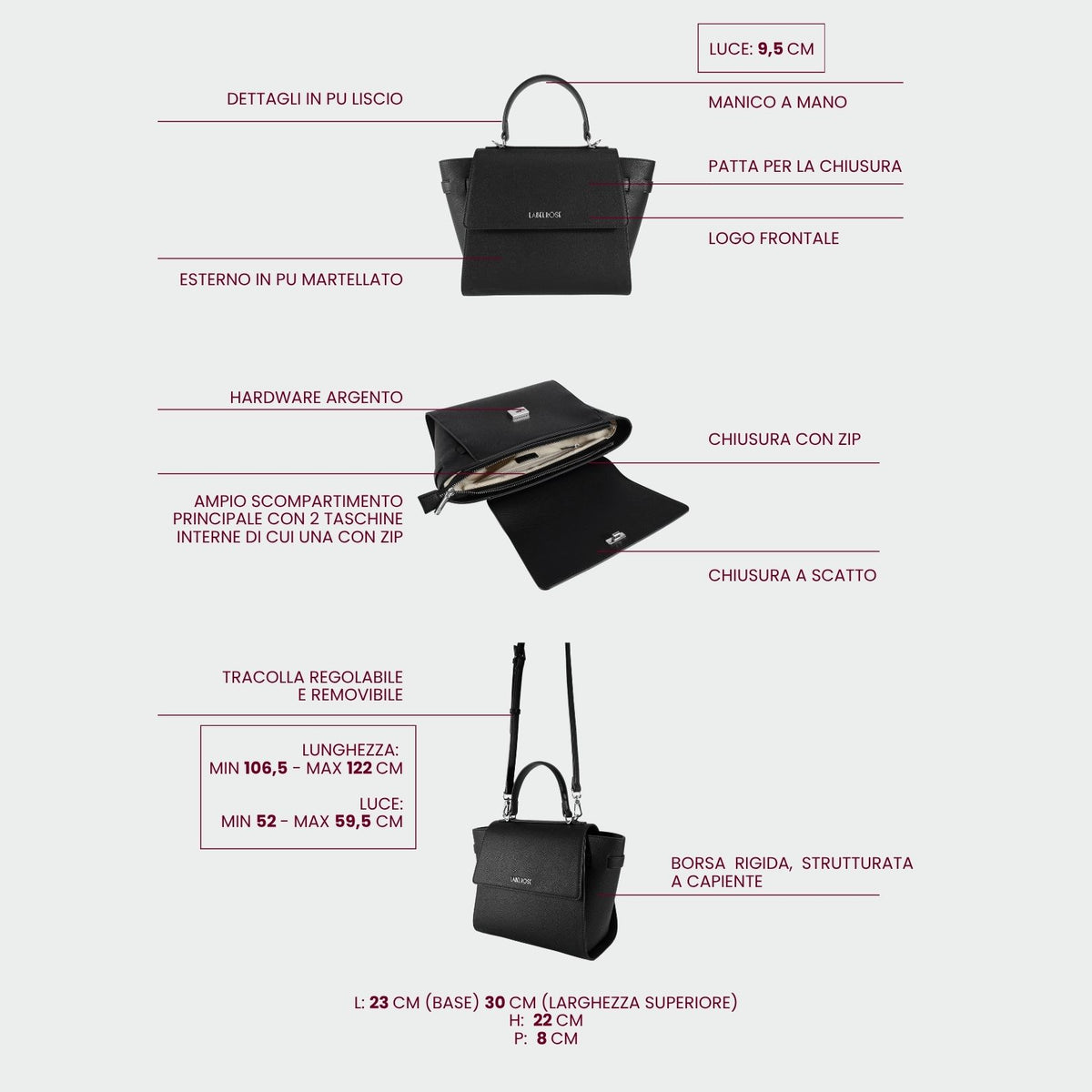 AIDA Handbag - BLACK SILVER