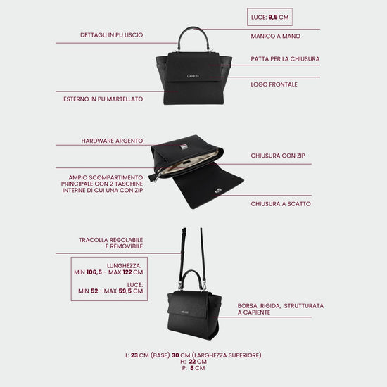 Borsa a mano AIDA - BLACK SILVER