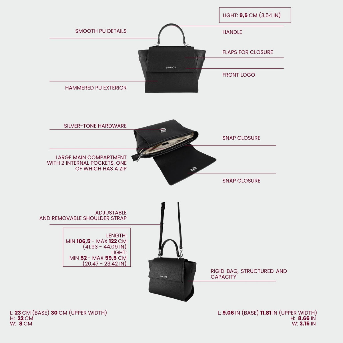 AIDA Handbag - BLACK SILVER