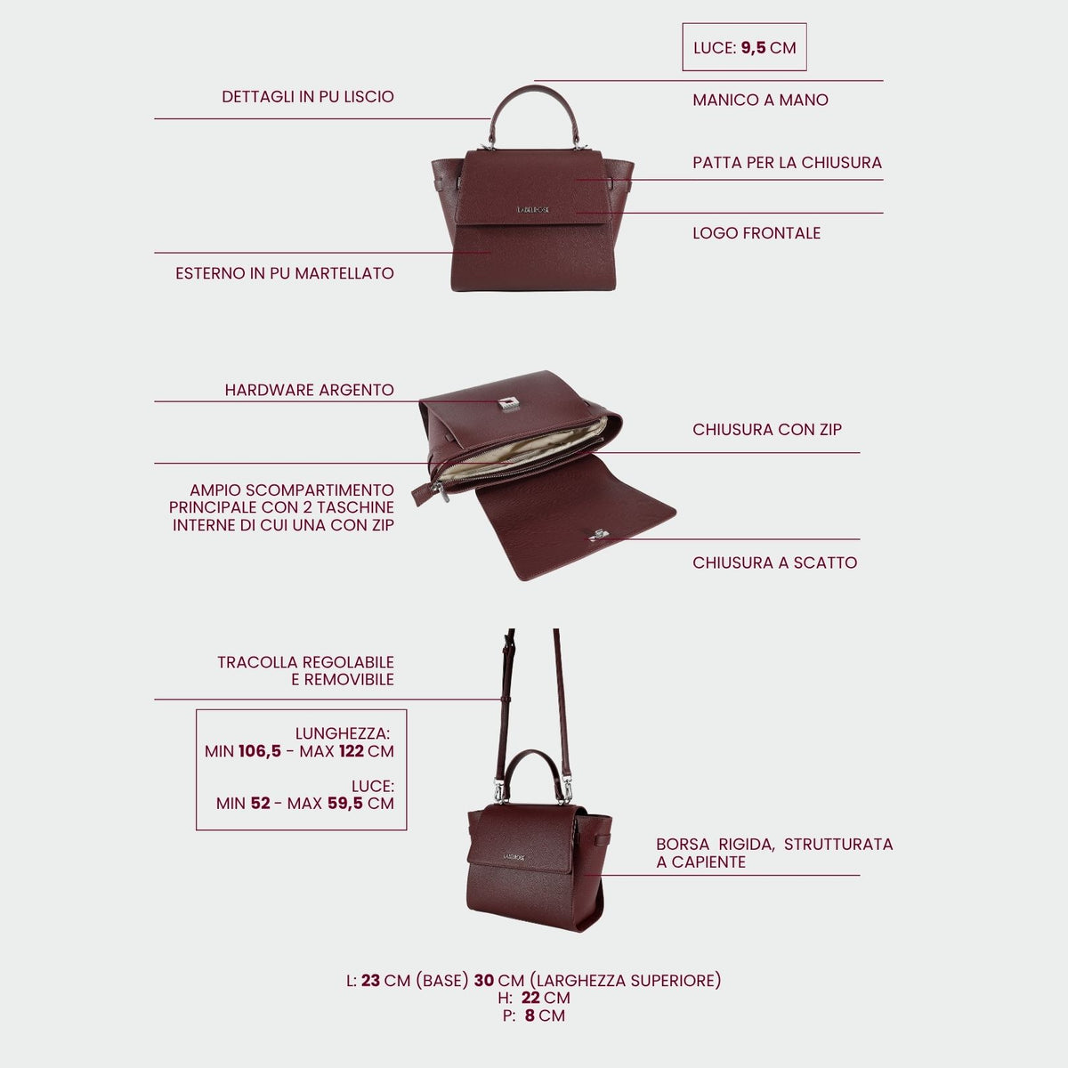 Bolso de mano AIDA - BURDEOS
