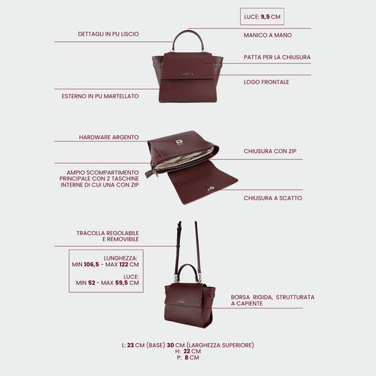 Borsa a mano AIDA - BURGUNDY