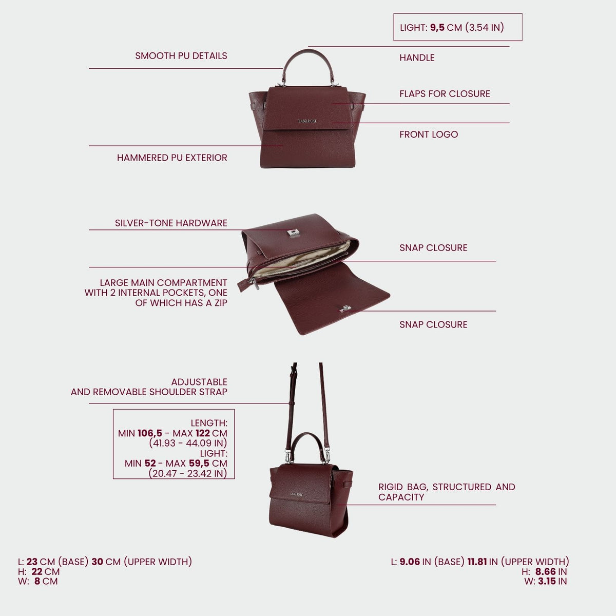 Bolso de mano AIDA - BURDEOS