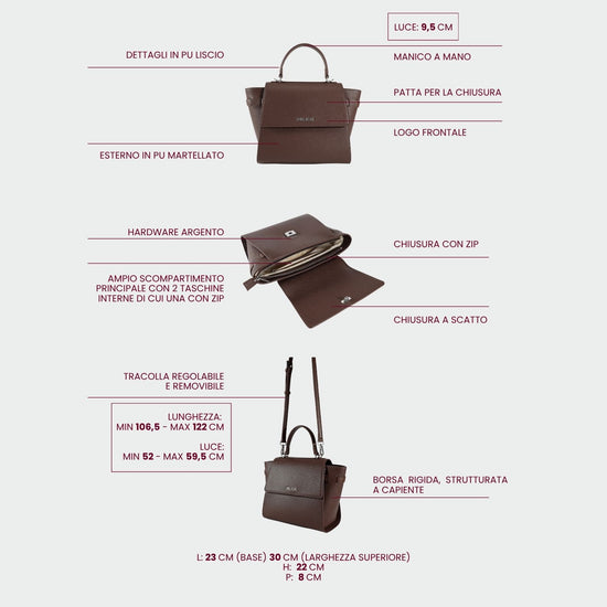 Borsa a mano AIDA - DARK BROWN