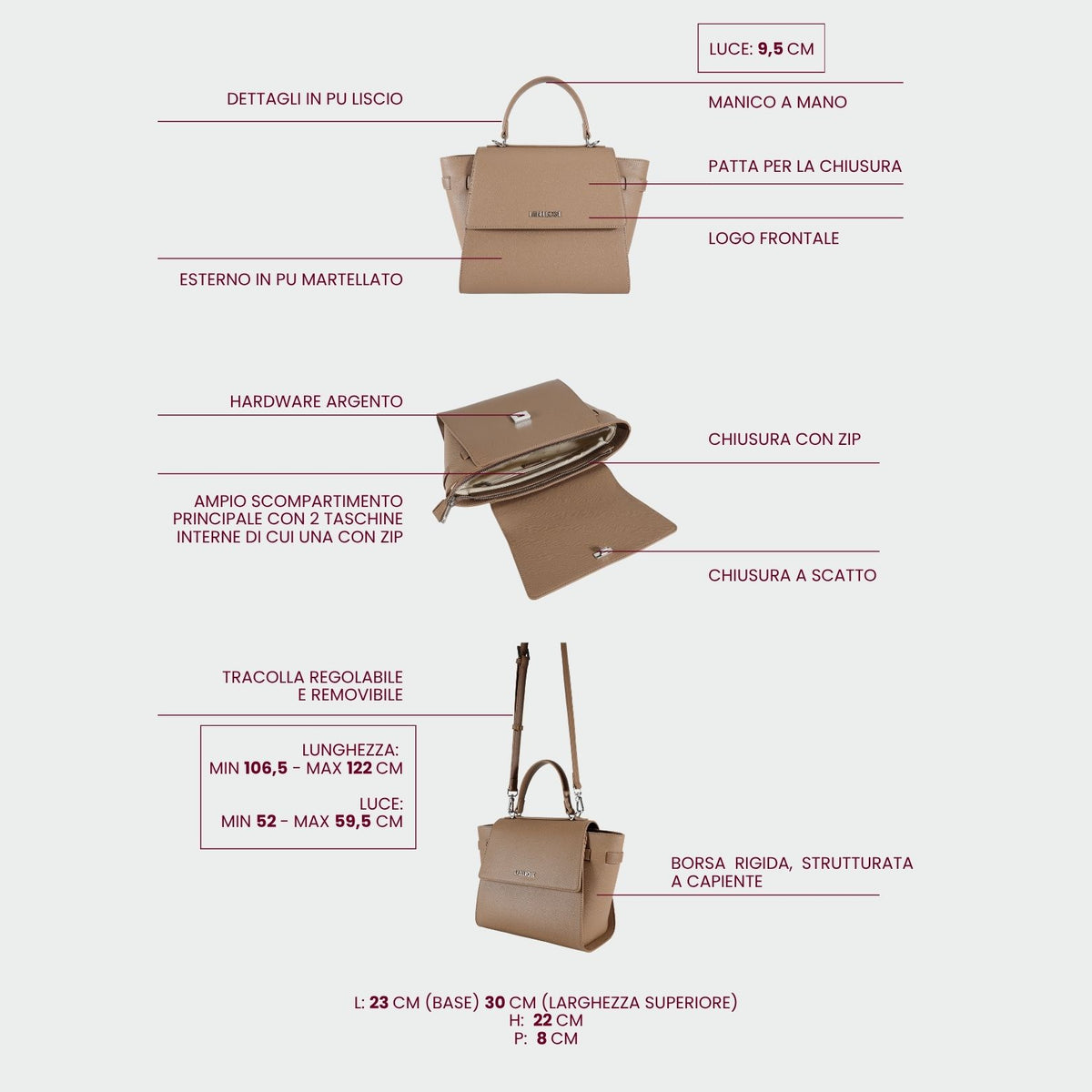Bolso de mano AIDA - TAUPE