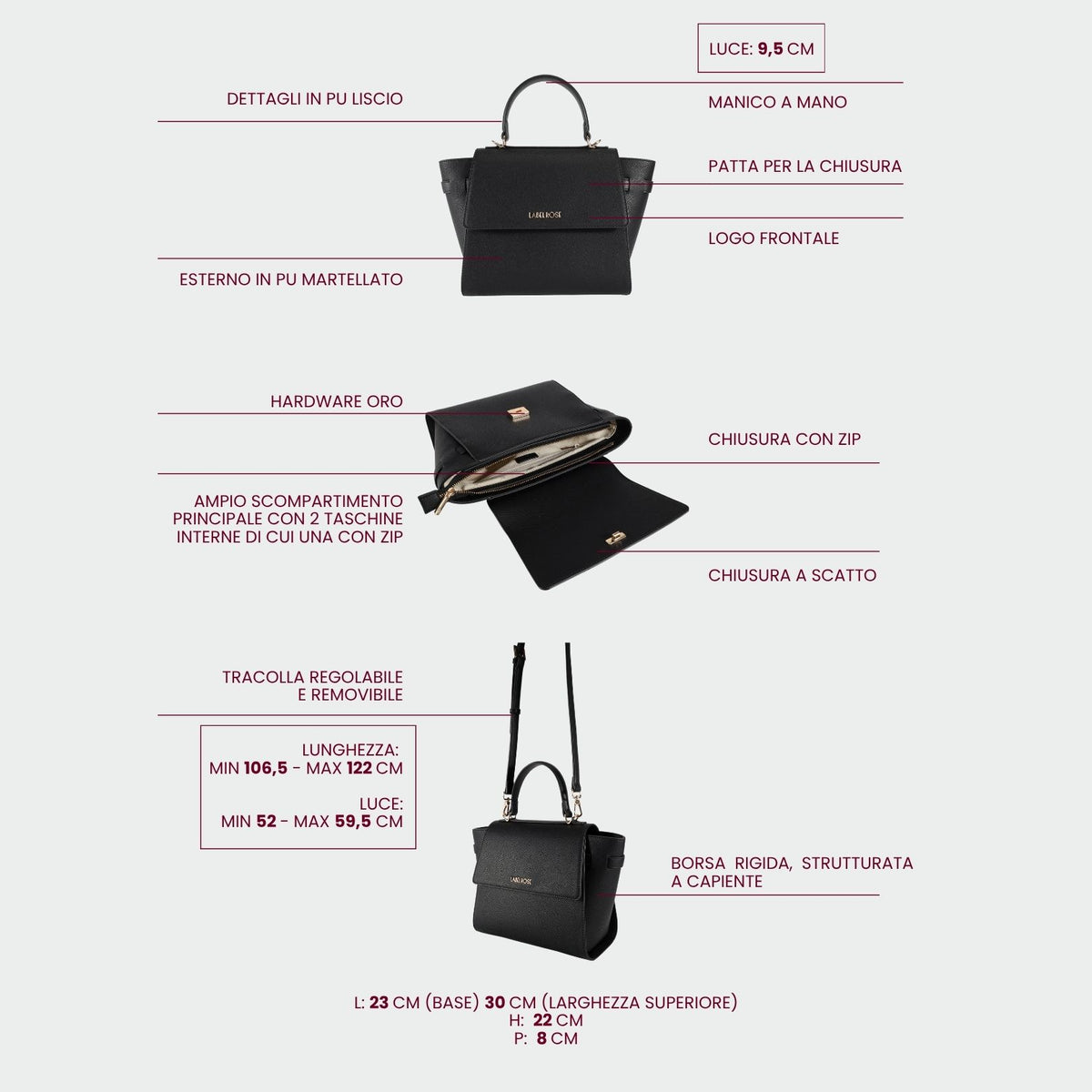 Borsa a mano AIDA - BLACK GOLD