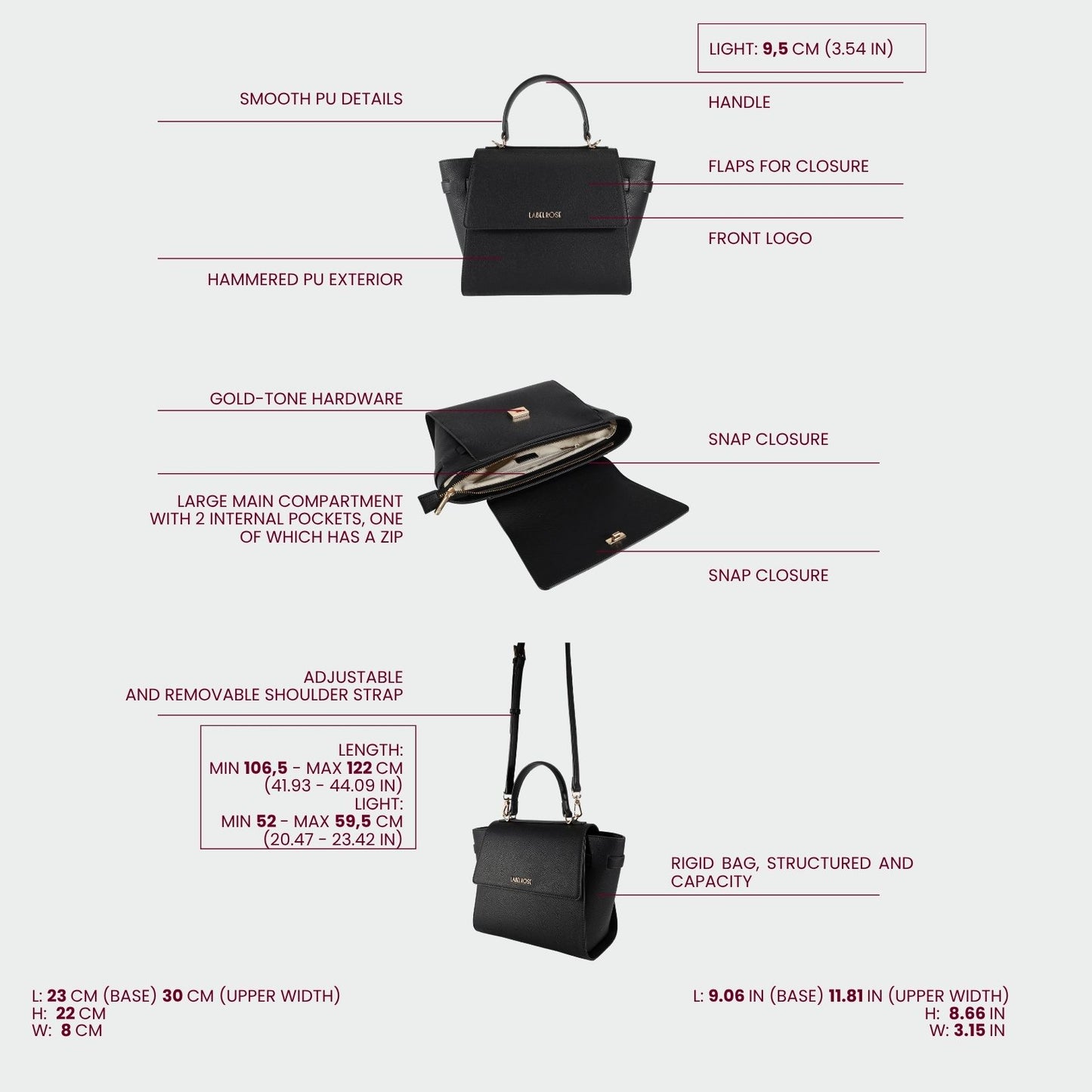 Borsa a mano AIDA - BLACK GOLD
