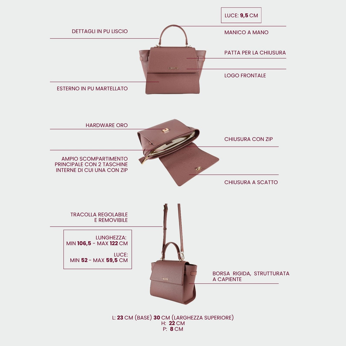 Borsa a mano AIDA - POWDER PINK
