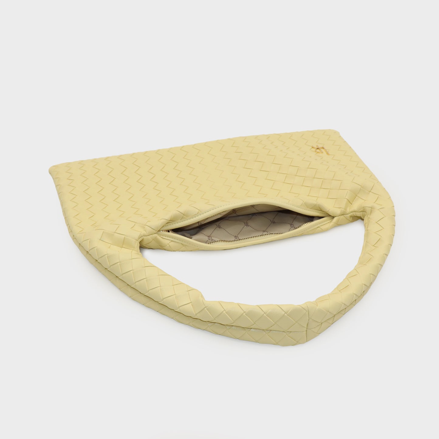 Borsa a spalla ANYA intrecciata - BUTTER YELLOW