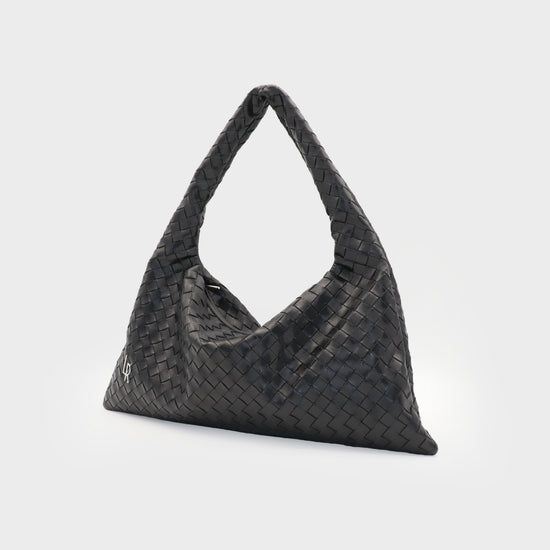 Bolso de hombro ANYA trenzado - NEGRO PLATA