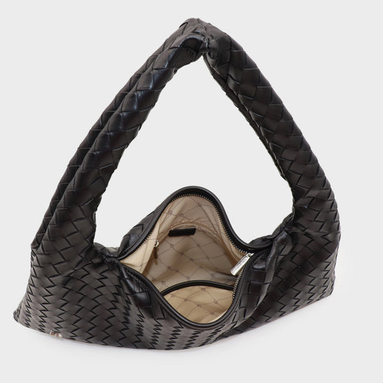 Bolso de hombro ANYA trenzado - NEGRO PLATA