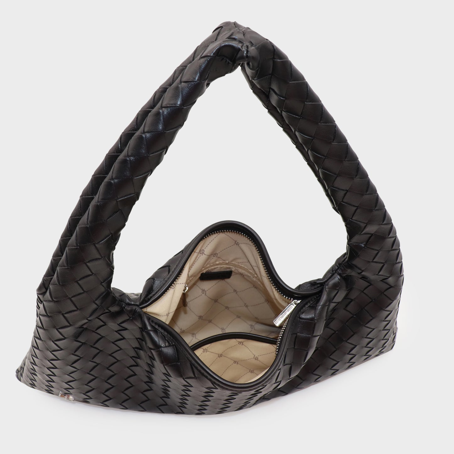ANYA Braided Shoulder Bag - BLACK SILVER