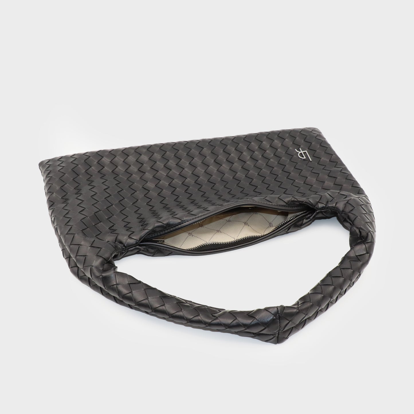ANYA Braided Shoulder Bag - BLACK SILVER