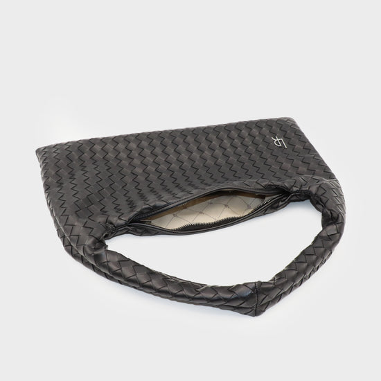 Bolso de hombro ANYA trenzado - NEGRO PLATA