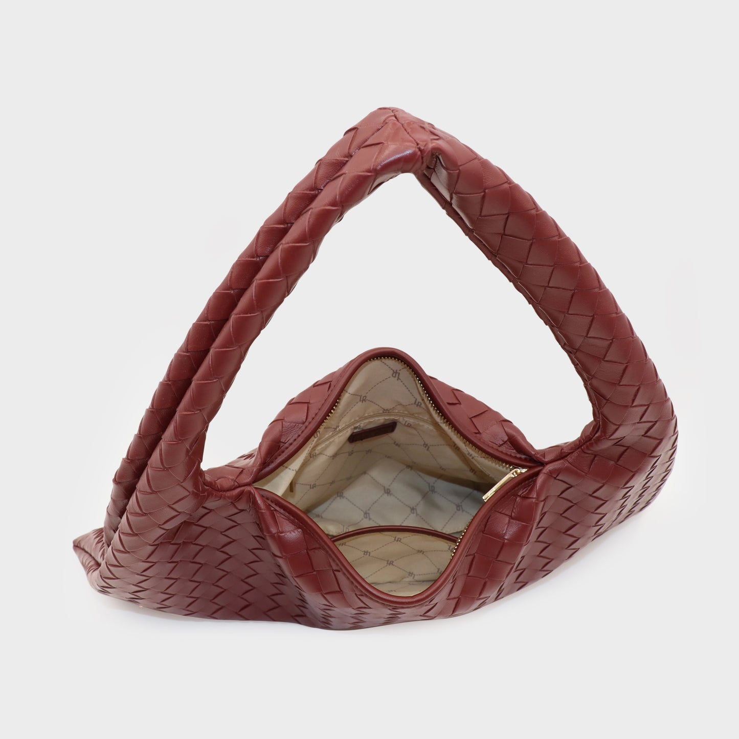 Borsa a spalla ANYA intrecciata - BURGUNDY