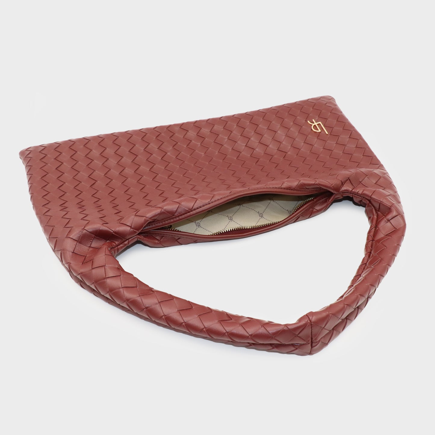 Borsa a spalla ANYA intrecciata - BURGUNDY