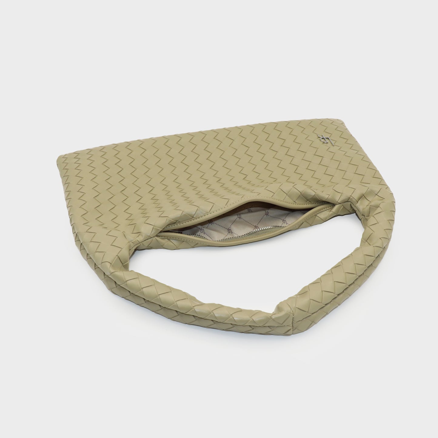 Borsa a spalla ANYA intrecciata - SAGE GREEN