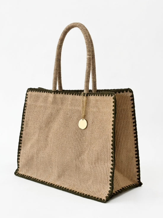 AZURE straw bag - DARK GREEN