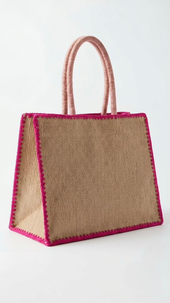 AZURE straw bag - FUCHSIA