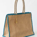 Azure straw bag - TURQUOISE