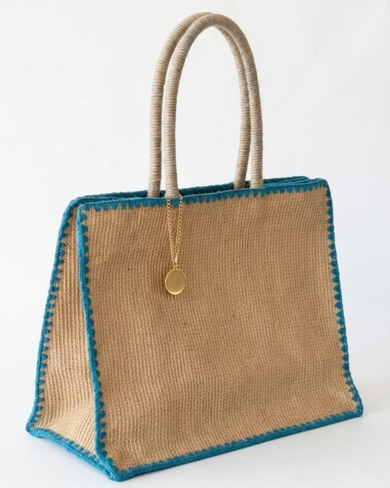 Azure straw bag - TURQUOISE