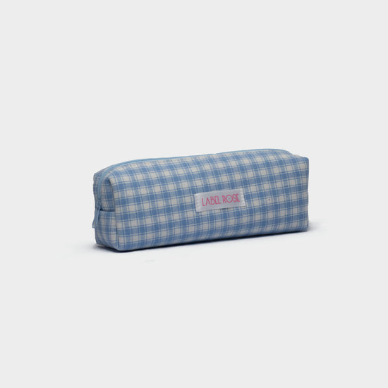 Checkered pencil case - LIGHT BLUE