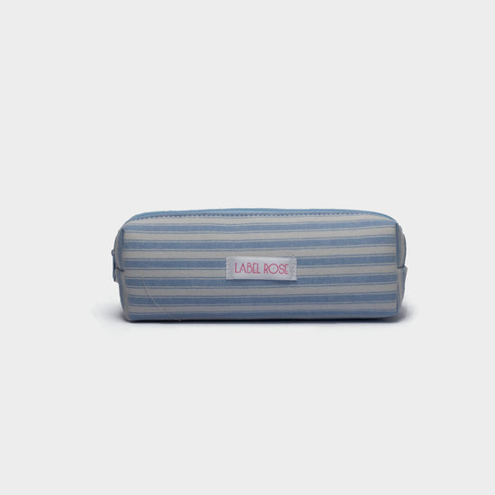 Striped pencil case - LIGHT BLUE