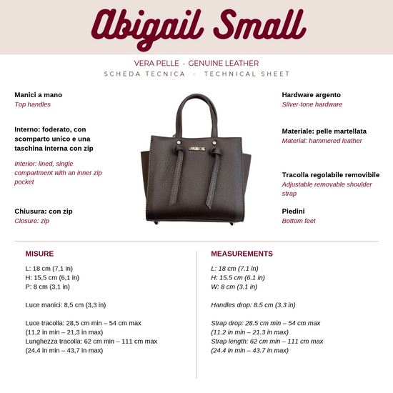 Borsa a mano ABIGAIL SMALL vera pelle - DARK BROWN