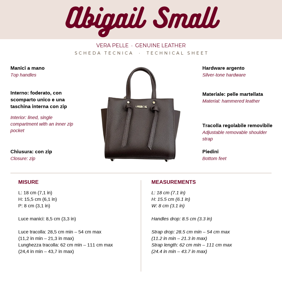 Borsa a mano ABIGAIL SMALL vera pelle - DARK BROWN