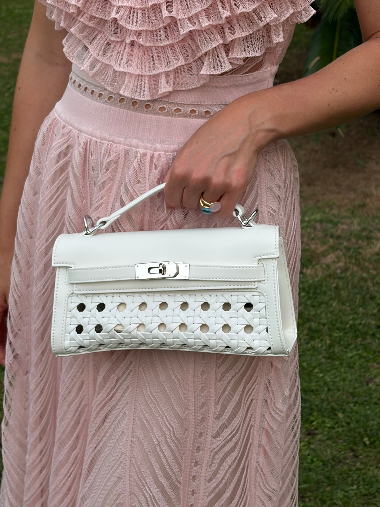 Borsa a mano FRANCESCA INTRECCIATA - WHITE