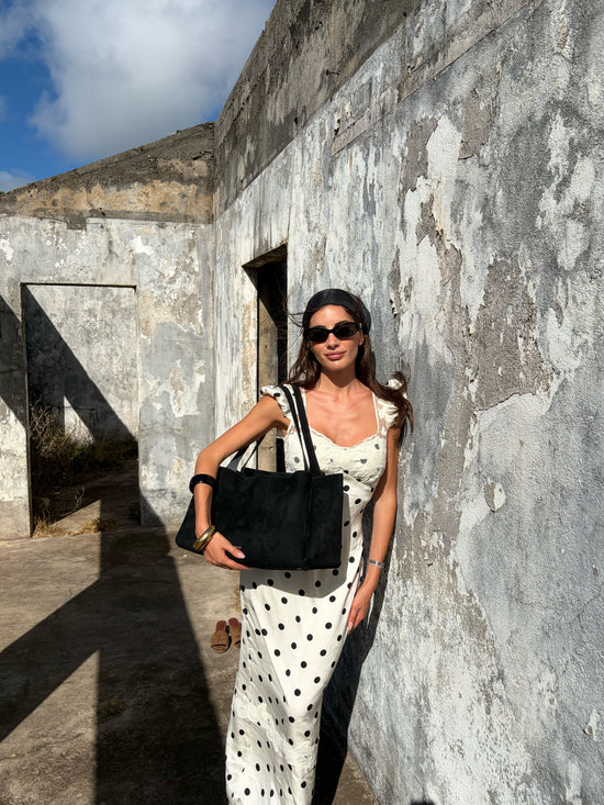 Borsa a spalla IVORY SUEDE - BLACK SILVER