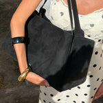 Borsa a spalla IVORY SUEDE - BLACK SILVER