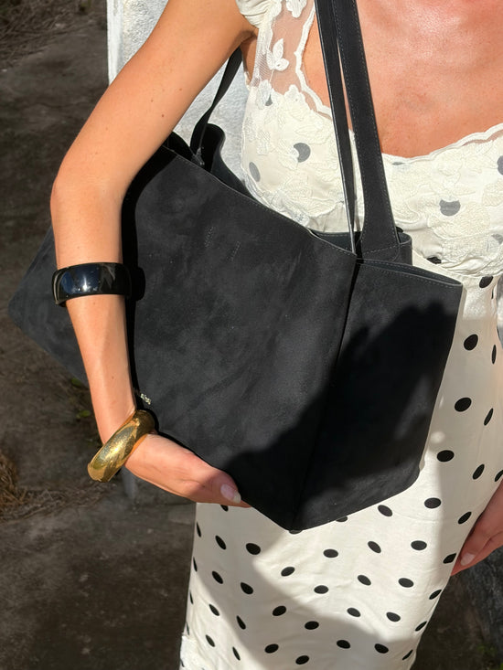 Borsa a spalla IVORY SUEDE - BLACK SILVER