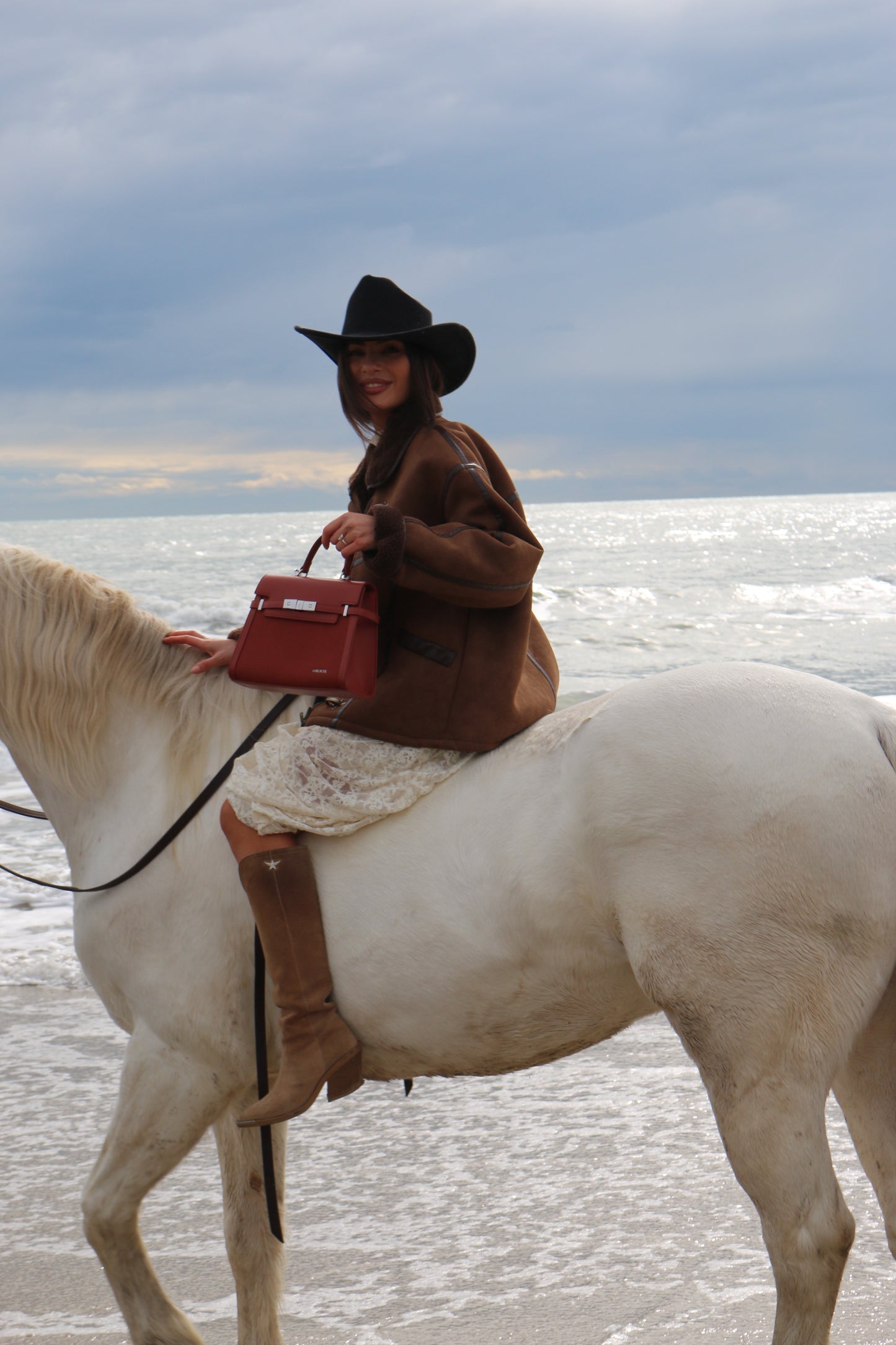 Borsa a mano GRACE SUEDE MEDIUM - BRICK RED