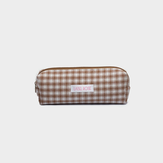 Checkered pencil case - BEIGE