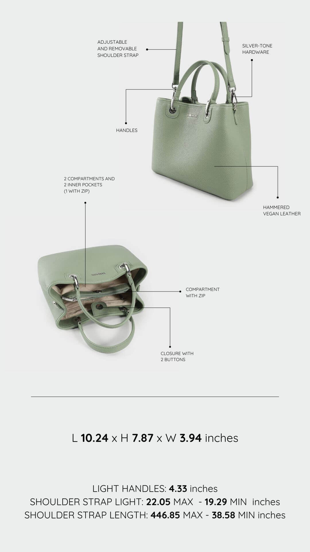 Borsa a mano MARGOT BIG - BOTANICAL GREEN