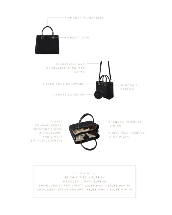 Bolso de mano MARGOT BIG CANVAS LE - NEGRO PLATA