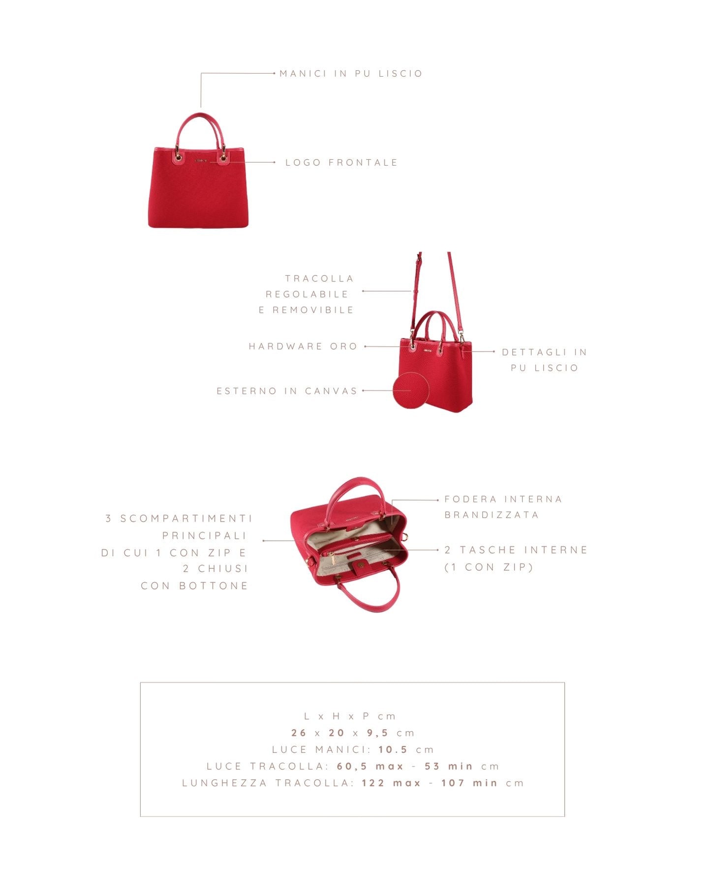 Borsa a mano MARGOT BIG CANVAS LE - MAGENTA