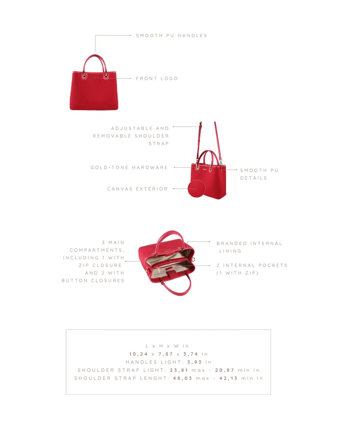 Borsa a mano MARGOT BIG CANVAS LE - MAGENTA