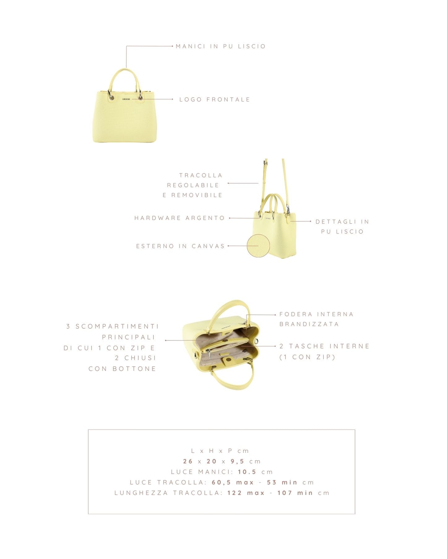 Borsa a mano MARGOT BIG CANVAS LE - LEMON YELLOW