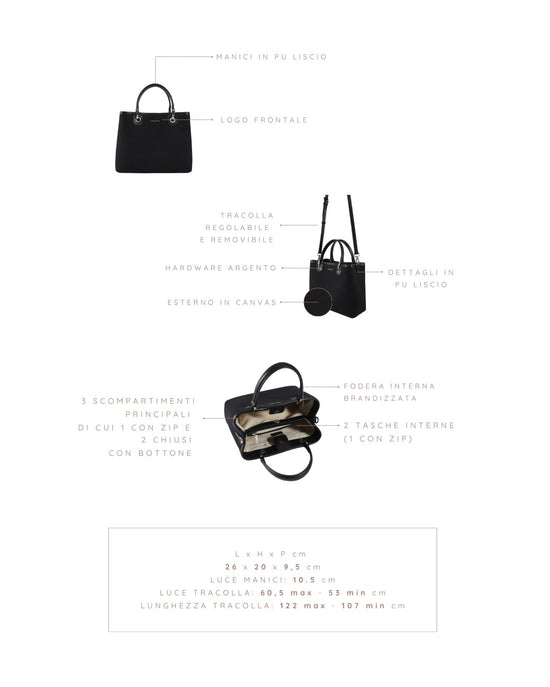 Bolso de mano MARGOT BIG CANVAS LE - NEGRO PLATA
