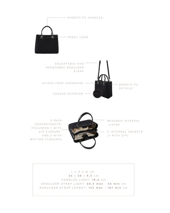 Bolso de mano MARGOT BIG CANVAS LE - NEGRO PLATA