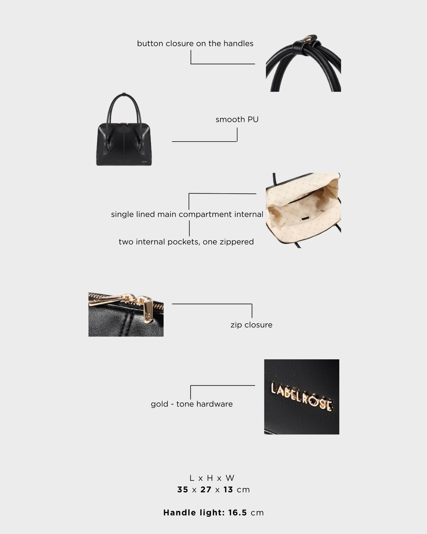 Borsa a spalla MELROSE - BLACK GOLD