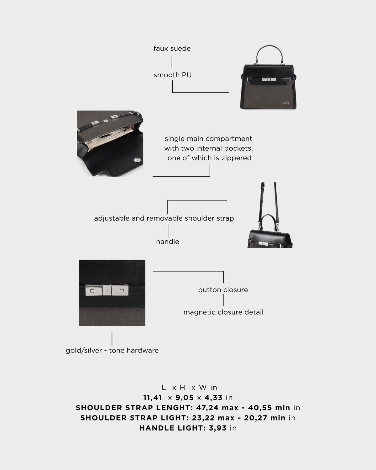 GRACE SUEDE BIG handbag - BLACK
