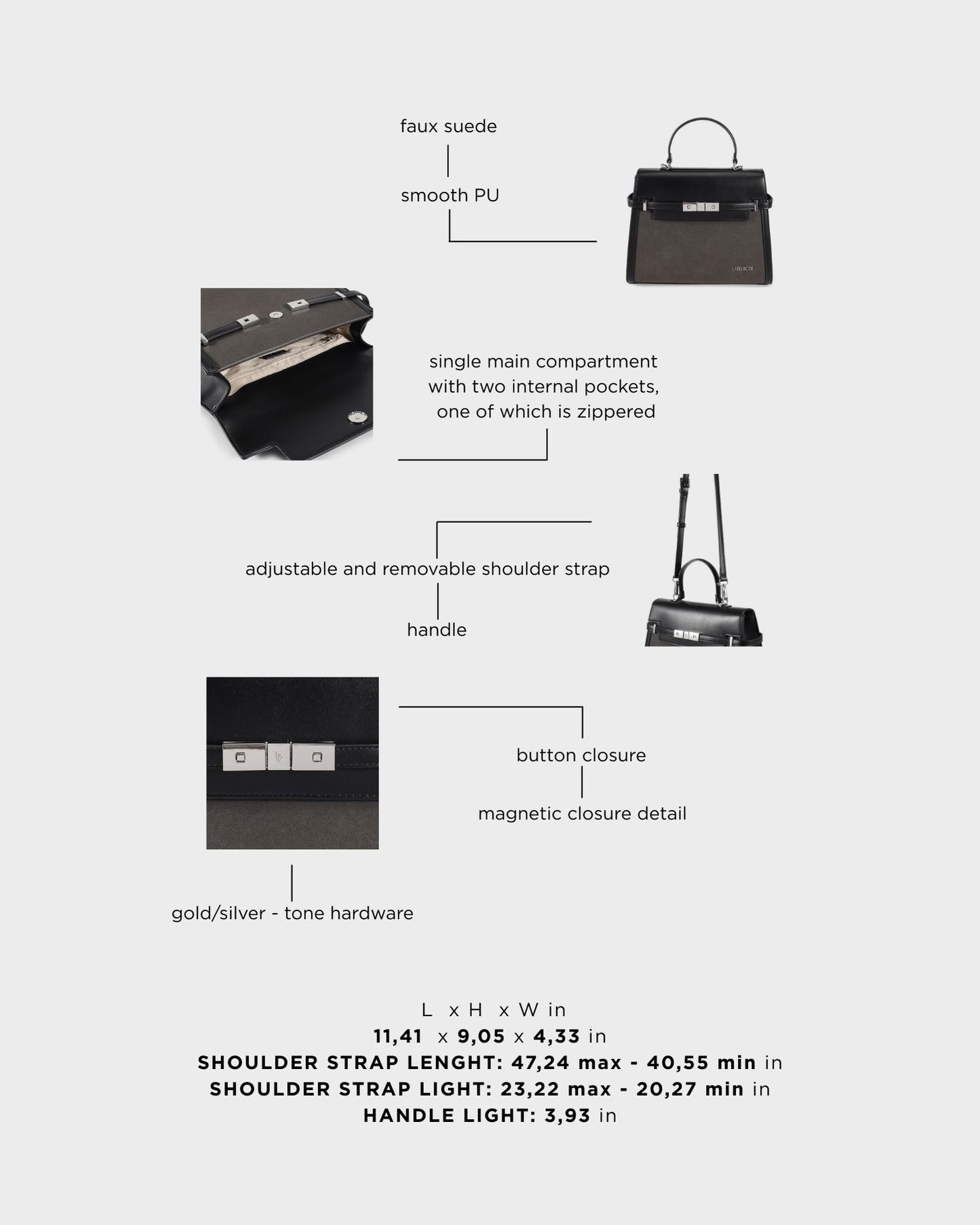 Borsa a mano GRACE SUEDE BIG - BLACK