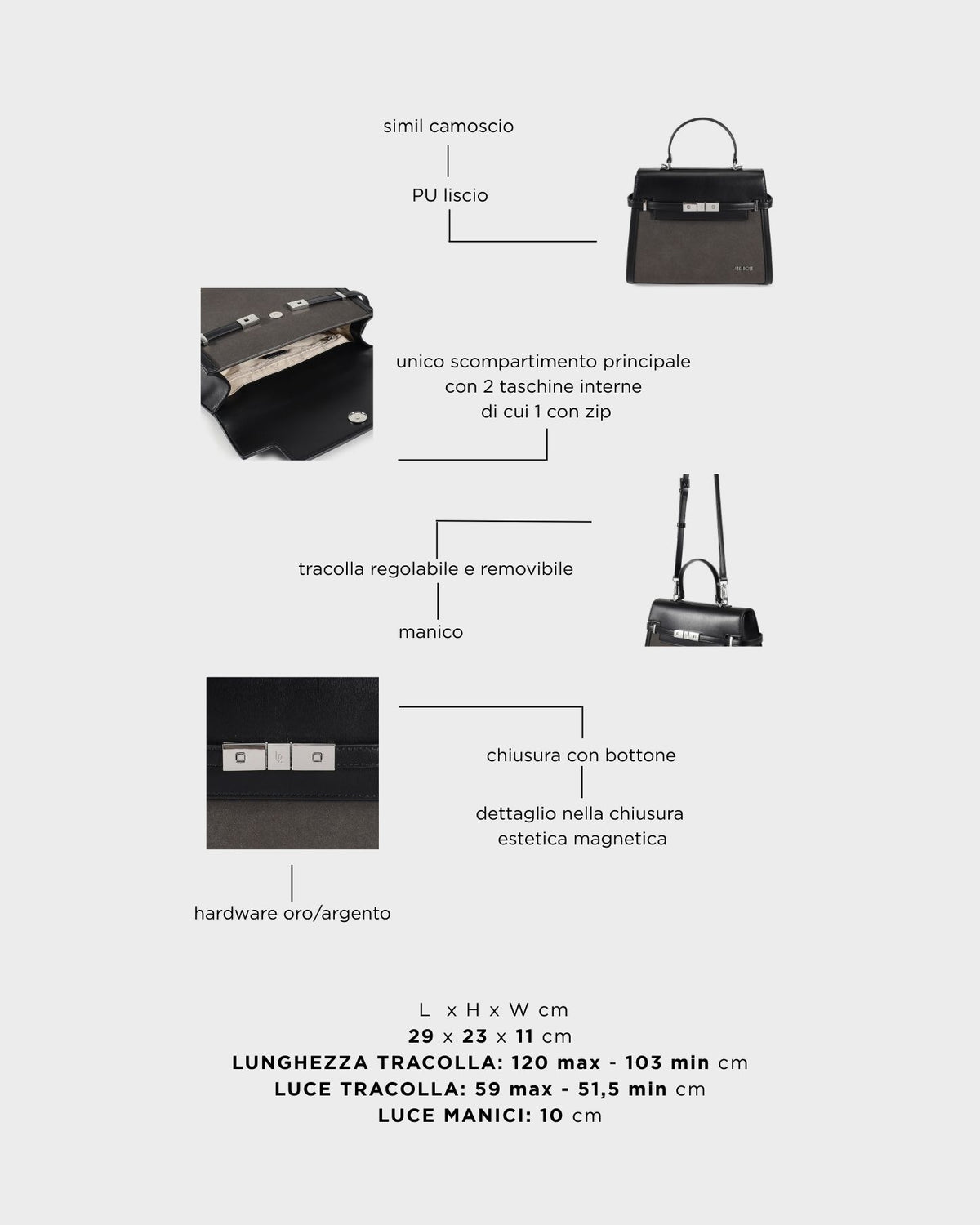 GRACE SUEDE BIG handbag - BLACK