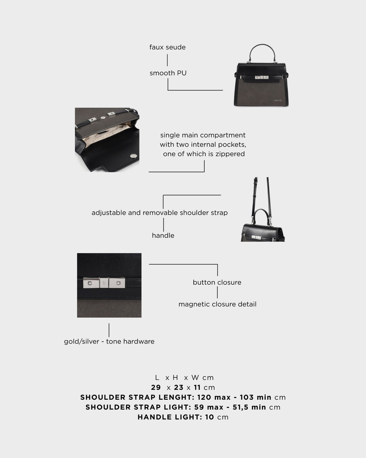 GRACE SUEDE BIG handbag - BLACK